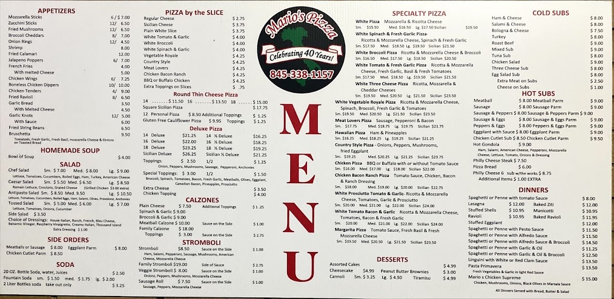 Menu Mario's Pizza-1